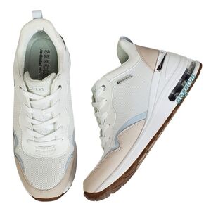 New Skechers size 8.5 million air ess sneakers white lace up wedge casual summer